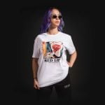 Дамска Широка Тениска Red Lips White - 05