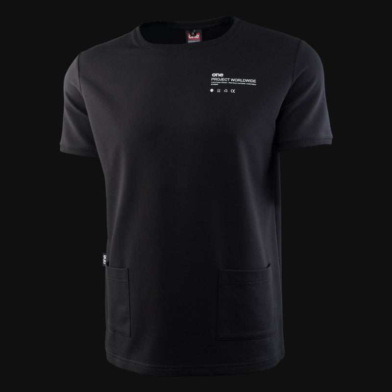 Свободна мъжка тениска с джобове - Classic Black - 02