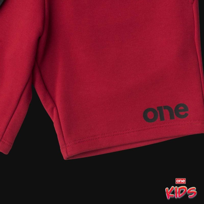 Червени Детски Къси Панталони - Logo One - 02