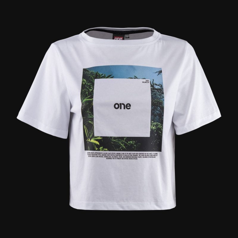 Дамска бяла къса crop тениска - Square One