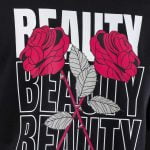 Дамска черна къса кроп тениска - Beauty Rose - 03