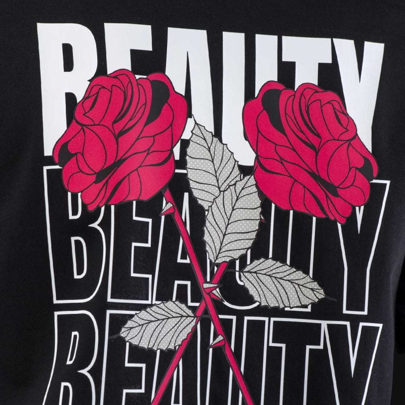 Дамска черна къса кроп тениска - Beauty Rose - 03