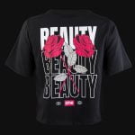 Дамска черна къса кроп тениска - Beauty Rose