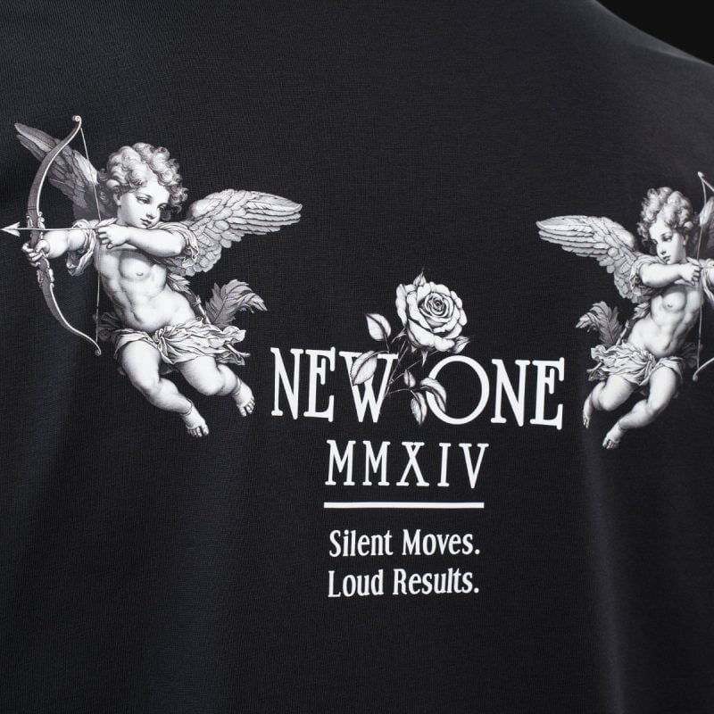 Мъжка черна овърсайз тениска - New One Tee - 04