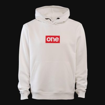 Мъжки бял суичър с качулка - Red Box Logo