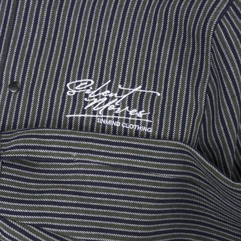 Мъжки Overshirt с копчета - Olive Grid - 04